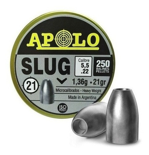 Balines Apolo Slug 5.5 Mm 21 Gr X 250 Pcp Aire Comprim Caza 0