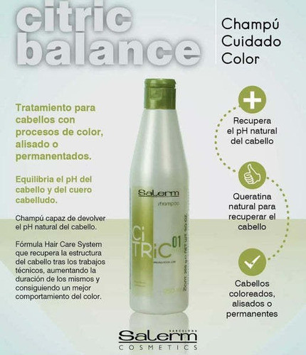 Shampoo Acido Para Cabellos Tenidos Salerm Profesional 1l 1