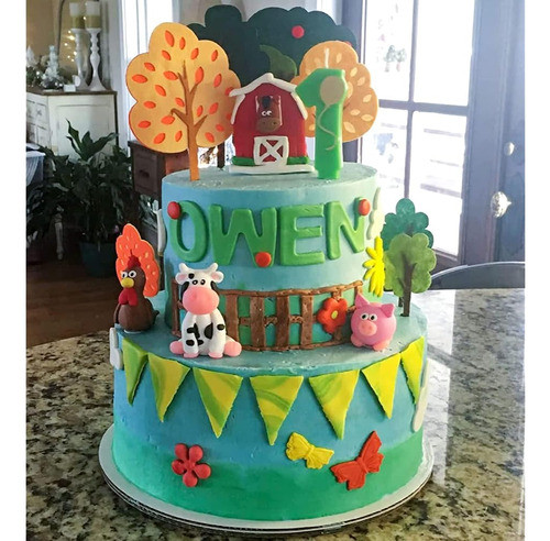 Decoración De Pastel De Animales De Granja Jevenis Adorno De 1