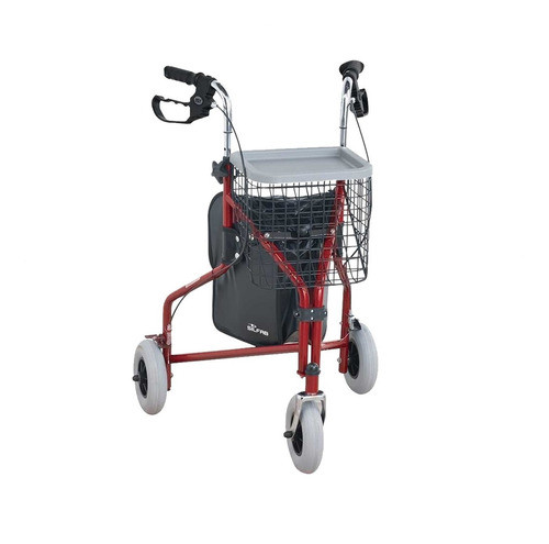 Andador Plegable 3 Ruedas C/canasto, Frenos Y Bolsa 0