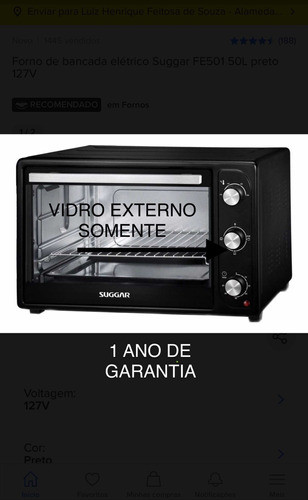Vidro Externo Forno Suggar 50l - Ks45 - Fe5011 1 Ano Garanti 1