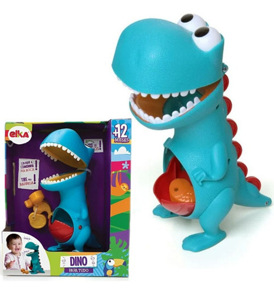 Dinossauro Papa Tudo Brinquedo Interativo Didático 26cm Elka 0 Dinossauro Papa Tudo Brinquedo Interativo Didático 26cm Elka 0