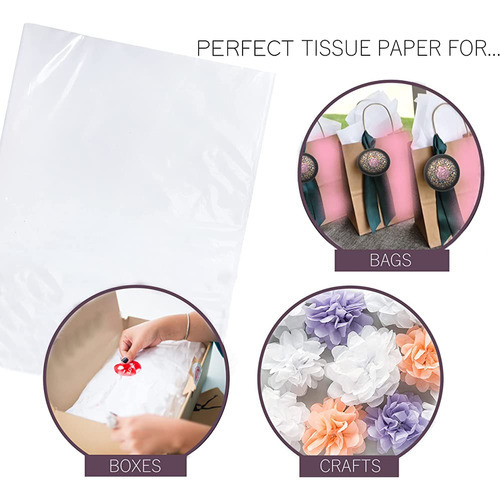 Papel De Tisú Blanco 14 X20  96 Pack, Para Regalos, Juegos, 1