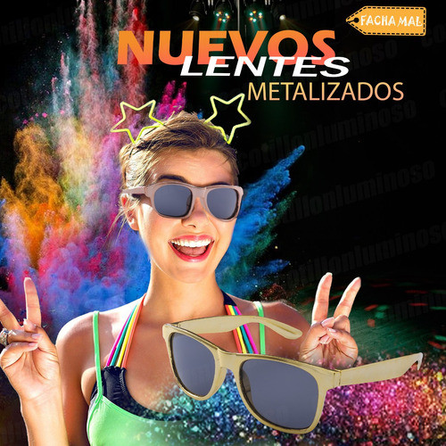 40 Lentes Anteojos De Sol Metalizado Dorado Fiesta Cotillon 1