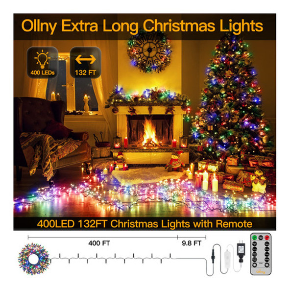Ollny - Tira De Luces De Navidad Para Exteriores, 400 Luces 1