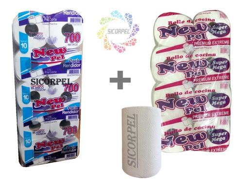 Bolson Rollo De Cocina X 8 Uni + Papel Higienico 10x700mts 0