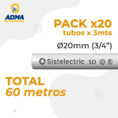 Caño Rigido Pvc 20mm (3/4) Genrod Pack X20 1