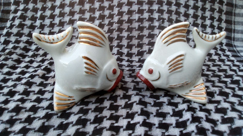 2 Antiguos Pescados Porcelana 9 X 6,6 X 8 Alto - $$$ X Ambos 0