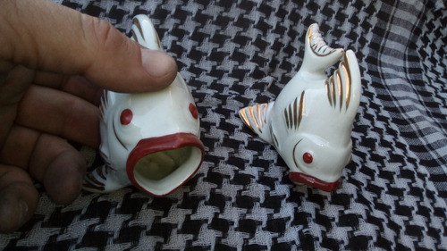 2 Antiguos Pescados Porcelana 9 X 6,6 X 8 Alto - $$$ X Ambos 1