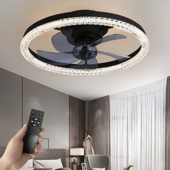 20  Flush Mount Ceiling Fans With Lights And Remote Led Bla. 0