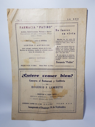 Antiguo Fútbol Revista La Red 1934 Pilar Arg Única Mag 56573 1