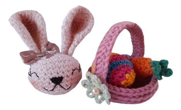 Amigurumi De Pascua- Cabeza De Conejo Y Canasta A Crochet 0