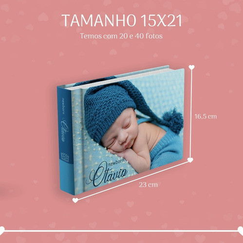 Álbum Auto Colante Capa Personalizado 15x21 40ftos Newborn 1