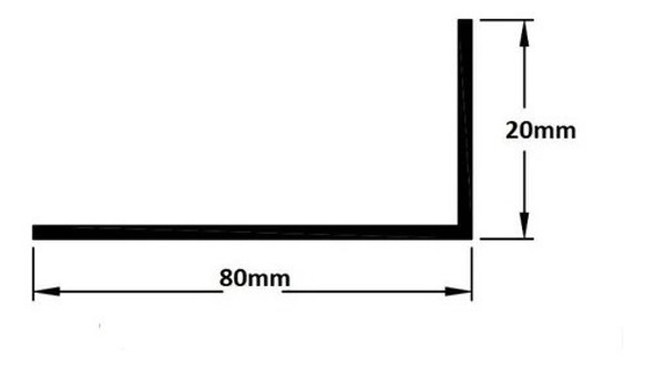 Perfil De Aluminio L 80x20mm Natural - Largo X 6 Metros 1