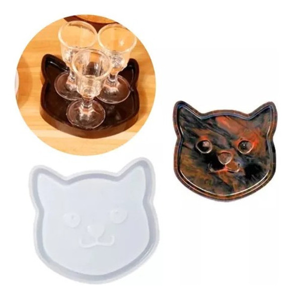 Molde De Silicona Posa Vaso Gatito Especial Resina 0