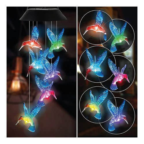 Colgante Solar Led Colibrí Campanilla De Viento  Decoracion 0