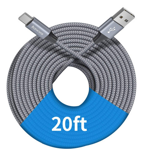 Baiwwa - Cable Usb Tipo C Extra Largo, De Carga Rpida, Cable 0