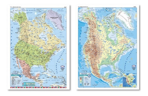 Mapa América Del Norte - Mural Doble Faz 90x130cm 0