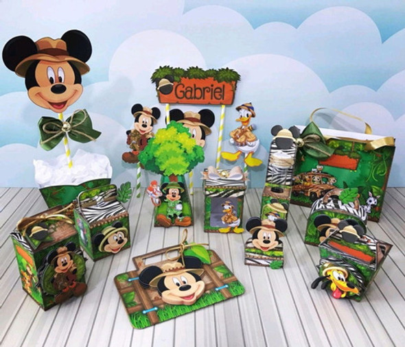 Kit Imprimible Cajitas Mickey Safari 1