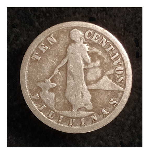 Filipinas 10 Centavos 1921 Muy Bueno Plata Km 169 0