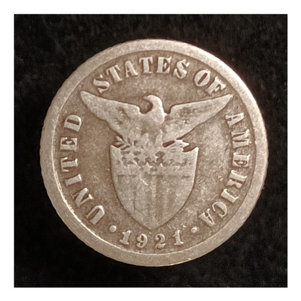 Filipinas 10 Centavos 1921 Muy Bueno Plata Km 169 1