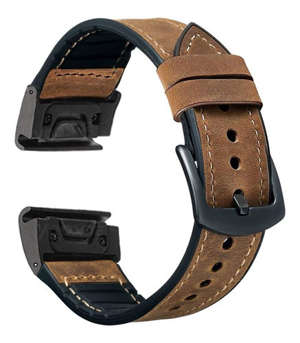 Malla De Cuero Y Silicona 22mm Para Fenix 5x/5x Plus(marron) 0