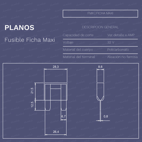 20 Maxi Fusible Plano 80a Automotor Maxifuse 28x8x34mm 1