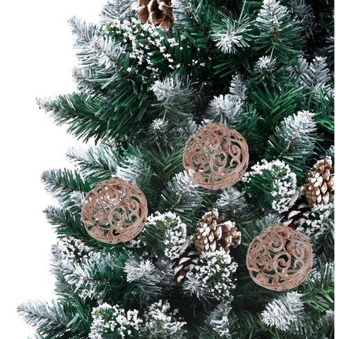 Kit 3 Bolas Rosê Gold Metalizado Fosco Natal Arabesco 9cm 1