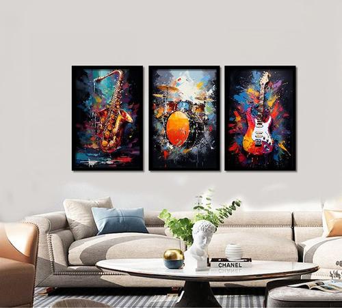 Guitarra Bateria Sax Quadros Instrumentos Salas Kit  60 X 40 1