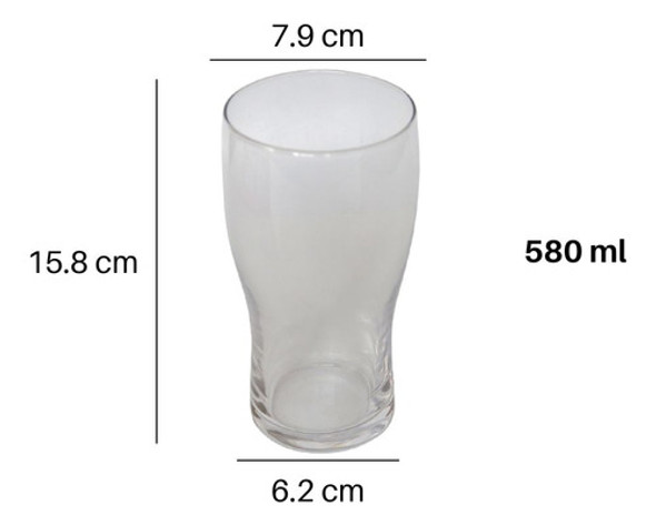 Vaso Vidrio Cerveza 580 Cc Set X 6 Unidades Goldsky 1