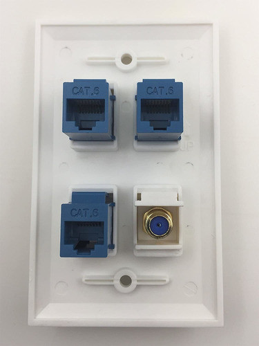 Placa De Pared Con Puerto Coaxial Tipo F + Ethernet Cat6 ... 1