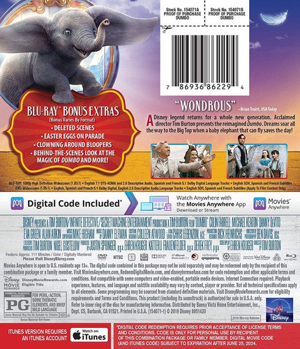 Blu-ray + Dvd Dumbo (2019) De Tim Burton 1