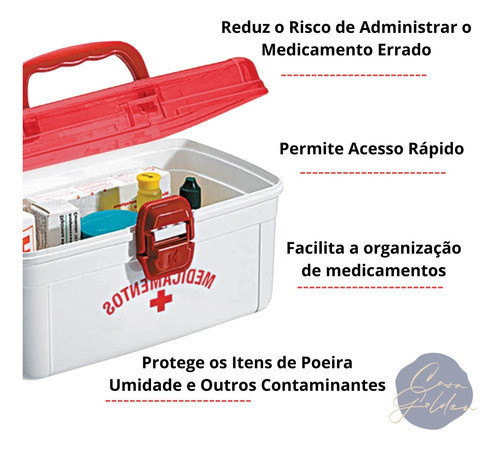 Maleta Pequena P/ Medicamento Caixa Primeiros Socorros 1,4l 1