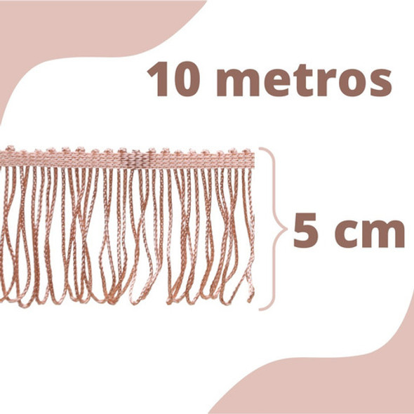 Franja De Tecido Salmão - 5cm Rolo C/10 Metros - Nybc 1