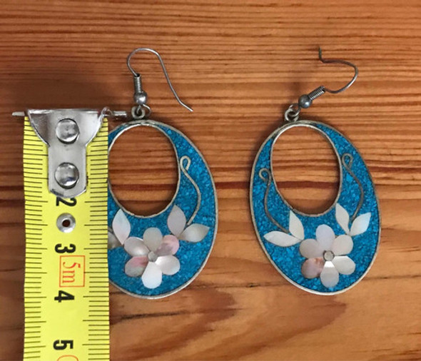 Aros, Pendientes Colgantes Sellados Alpaca Y Nácar. 1