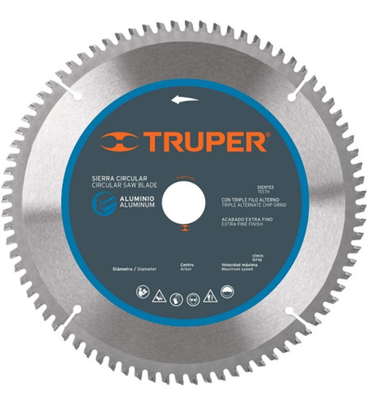 Disco Corte De Aluminio Truper Carburo 10 PuLG. 100 Dientes 0