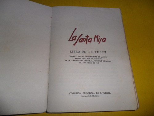 La Santa Misa Libro De Los Fieles 1969 Liturgia Religion 1