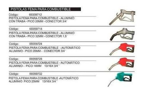 Pistola Surtidor Combustible Automatica Aluminio Pico 16 Mm 1