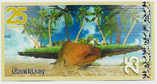 Fk Billete Isla Aldabra 25 Dolares 2017 Polimero Ave. 1