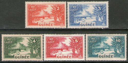 Guinea Francesa 5 Sellos Nuevos Choza Nativa Año 1938 0