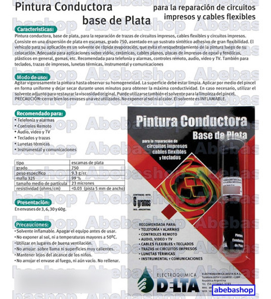 Pintura Conductiva De Plata Contenido = 6g Plaquetas 1
