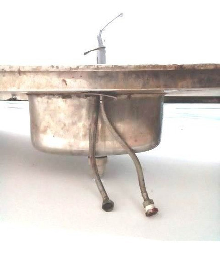 Mesada Acero Inox 2.50 X 62 Con Bacha Monocomando Y Colillas 1