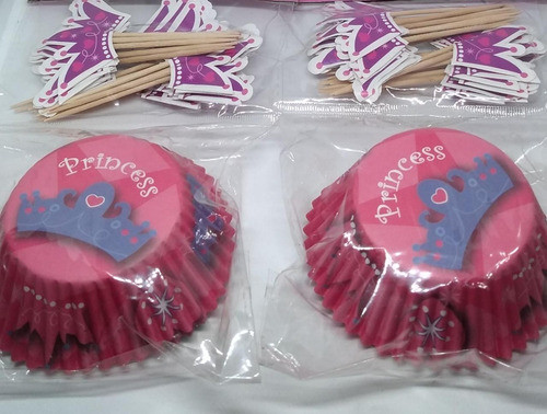 Forminhas De Papel Cupcake Princess Rosa 48 Unid Com Toppers 1