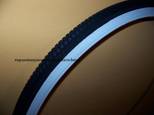 Cubierta Rod.26 X 1 3/8 Negra Con Laterales Blancos 1