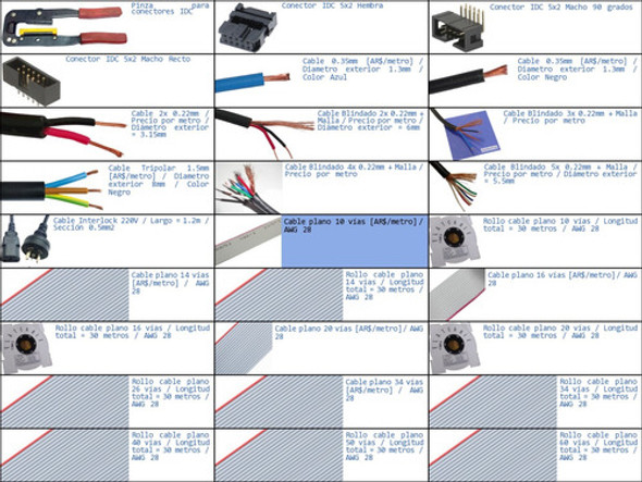 Pack 5x Cable Plano 10 Vias Por Metro Flat Hilos Pines Condu 1