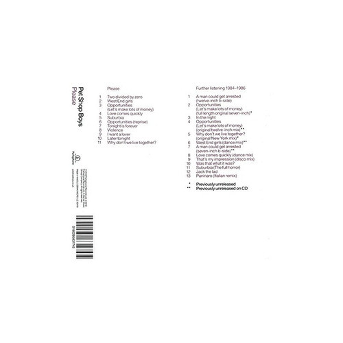 Pet Shop Boys Please Further Listening 1988-1989 Cd X 2 1