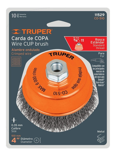 Copa Con Rosca De 5/8-11mm Diám:100mm Truper Co-510 - Fc 0