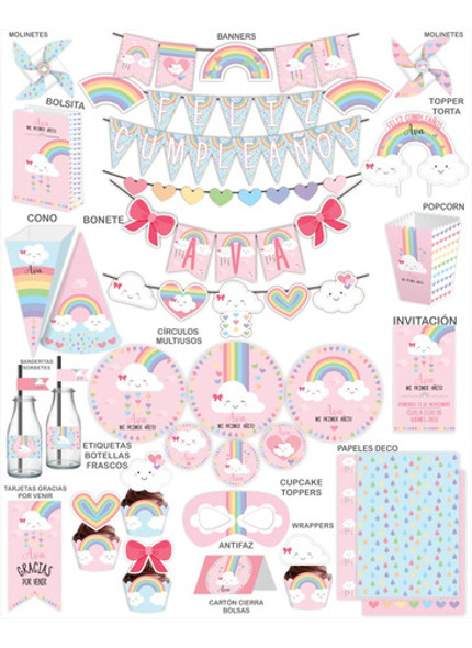 Kit Imprimible Nubes,arcoiris,nubecitas,lluvia, Corazones 1