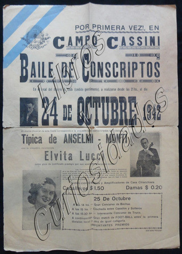 Afiche Antiguo Baile Conscriptos. Alumni Club, 1942. 23049 0