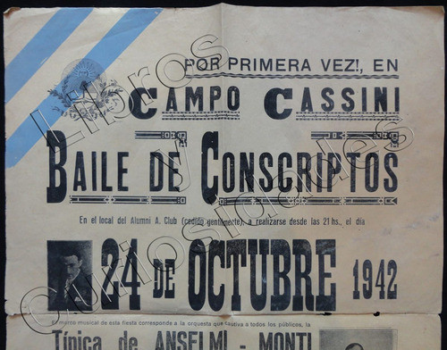 Afiche Antiguo Baile Conscriptos. Alumni Club, 1942. 23049 1